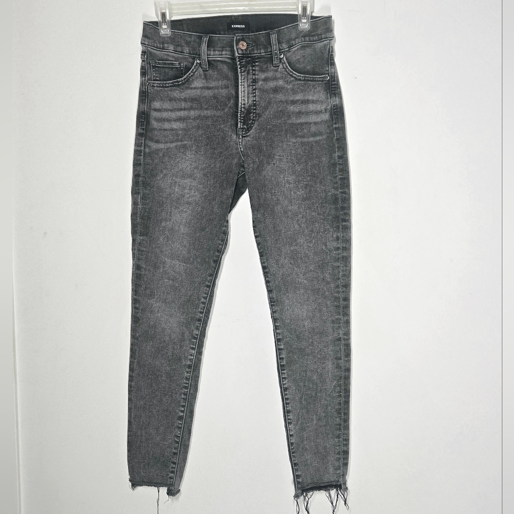 Express Charcoal Mid Rise Skinny Cropped Ankle Jeans